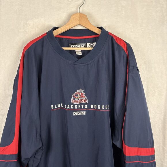 Vintage Columbus Blue Jackets CCM Center Ice Windbreaker Mens 2XL NHL Pullover - Picture 3 of 7